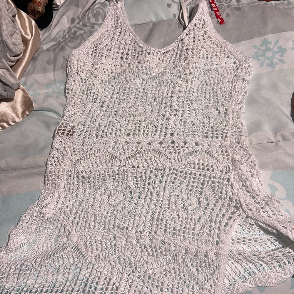 White Crochet Swimsuit Coverup